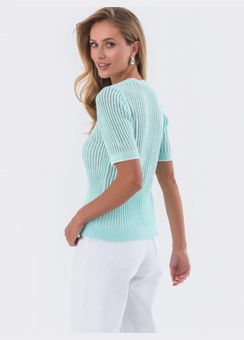 Бірюзова літня футболка бірюзового кольору з білою окантовкою Dressa