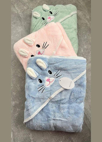 Детское полотенце уголок для купания малыша до 6 лет Полотенце для детей микрофибра (К8000-4) No Brand анималистичный голубой