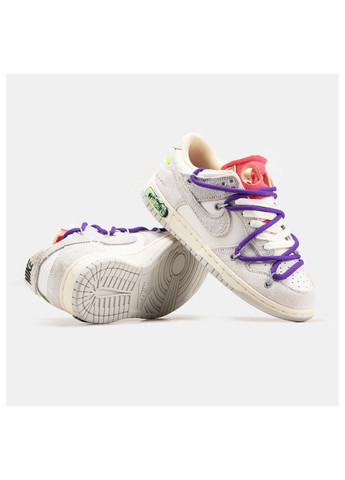 Светло-серые демисезонные кроссовки женские Nike SB Dunk Low x Off-White