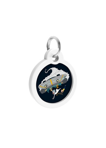 Адресник для собак и котов металлический Smart ID c QR паспортом, рисунок "Рик и Морти 1", круг, Д 25 мм WAUDOG (330245132)