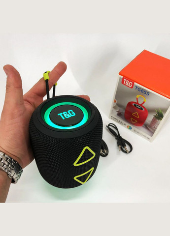 Портативная колонка TG655 5W с RGB подсветкой и ремешком, Bluetooth колонка для улицы. Цвет: черный No Brand (359475235)