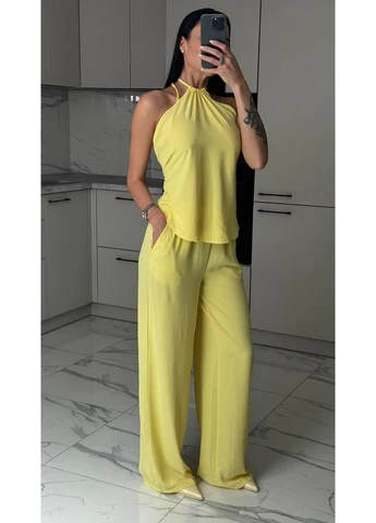 Костюм на літо з красивим топом та широкими штанами No Brand (399316305)