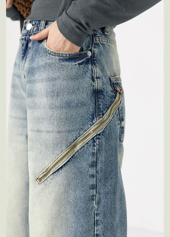 Женские трендовые джинсы Palazzo с молниями Lurex - (317618520)