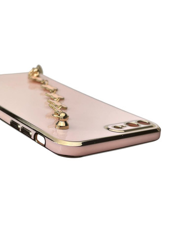 Чехол для телефона iPhone 8 Plus женский с ремешком и украшениями и золотой окантовкой на айфон 8 плюс пудровый gs1 Apple (366232649)