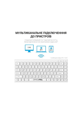 Клавиатура SK955W Wireless/Bluetooth White (SK955W) OfficePro (306461327)