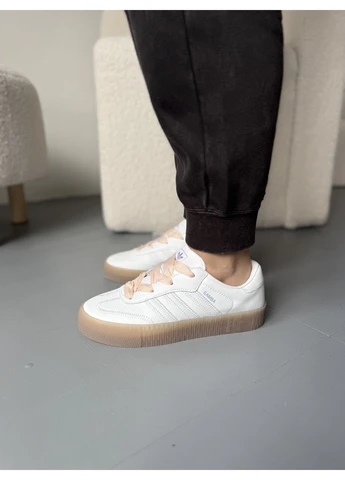 Білі кросівки чоловічі adidas samba platform white peach адідас самба білі демісезон No Brand