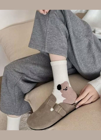 Білі шкарпетки жіночі, високі з ведмедиком, бавовняні, 35-40р. білі (336385943)