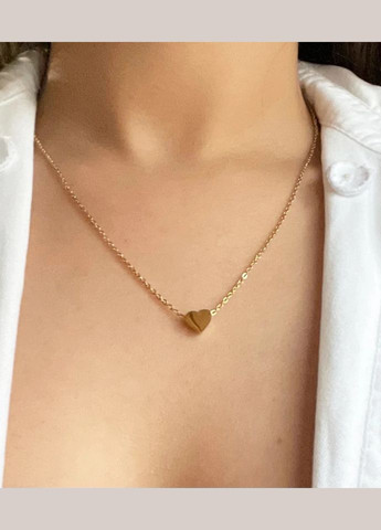 Цепочка ожерелье на шею с кулоном Сердце колье бижутерия Золотистая No Brand (311222790)