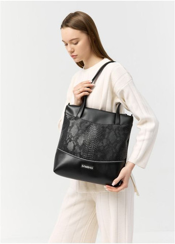 Женская сумка-шоппер Черная с принтом крокодила (976034730) Sambag (360965784)