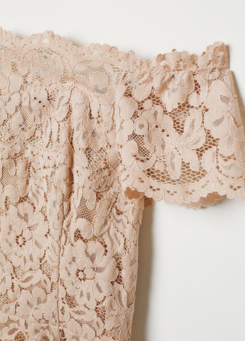 Пудрова святковий, коктейльна, вечірня сукня з відкритими плечима H&M однотонна