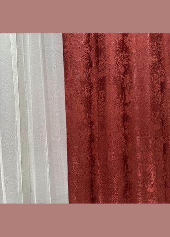 Жаккардовые шторы с мраморным узором 2шт 1.5×2.7 м, тесьма 6 см, среднее затемнение, бордовый цвет. No Brand (331619146)