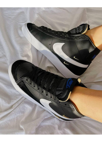 Черные демисезонные кроссовки мужские nike blazer mid black white найк блейзер No Brand