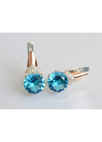 Срібні сережки з золотими пластинами Silver Style (367112597)