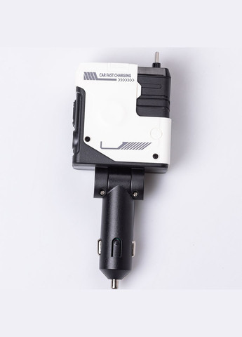 Автомобильное зарядное устройство 4 в 1 с выдвижным кабелем, белое No Brand (328440687)