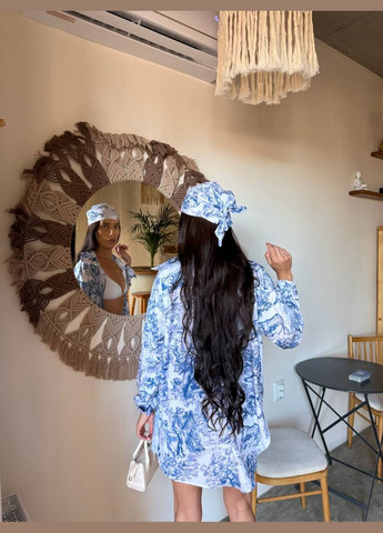 Женский костюм тройка с принтом рубашка + шорты + бандана MonCher (340917137)