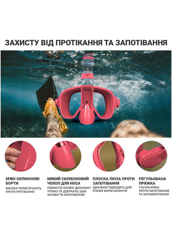 Маска для плавания 3 в 1 Pro Wave S/M для Снорклинга и Дайвинга на все лицо для ныряния Инновационная Очки с Клапаном VelaSport (273422083)