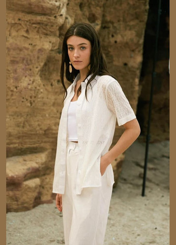 Белая повседневный рубашка Seventeen с коротким рукавом