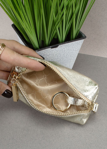 Ключница женская кожаная на молнии Classic золотая с карабином HandyCover (305532833)