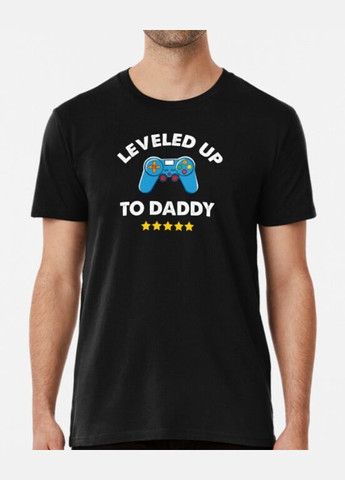 Чорна чоловіча футболка з принтом leveled up to daddy для батька Stedman