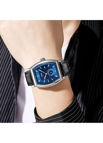 Часы кварцевые мужские с кожаным ремешком прямоугольные серебристые для повседневного ношения ProDobro (367264113)