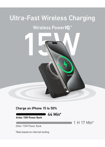 Портативний зарядний пристрій MagGo 10000 mAh Qi2 15W + USB-C PD 27W Black (6962726) Anker (366831046)