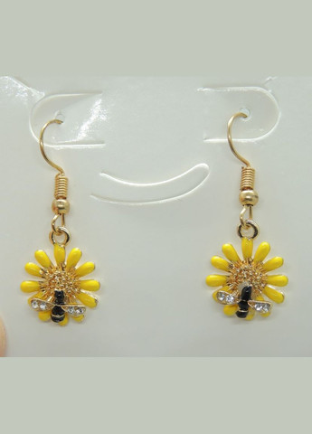 Милі жіночі золоті сережки, Жовті керамічні сережки у вигляді квітки і бджілки, Betsey Johnson Liresmina Jewelry (285111050)