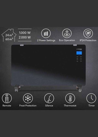 Конвектор програмований з пультом скляний 2кВт TCH 2011 E (123628) Trotec (300253012)