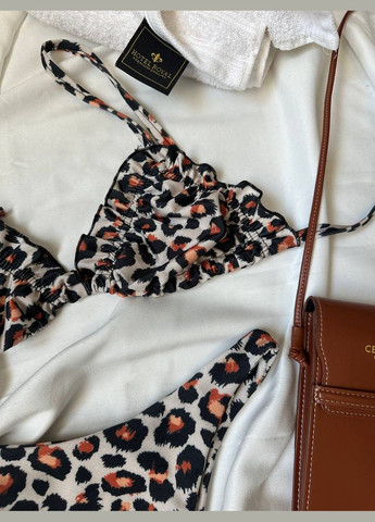 Коричневий літній стильний купальник в леопардовому принті бікіні Adelante