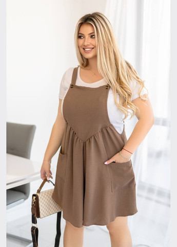 Жіночий комбінезон Україна комбінезон-шорти коричневий діловий, повсякденний, кежуал, вечірній креп