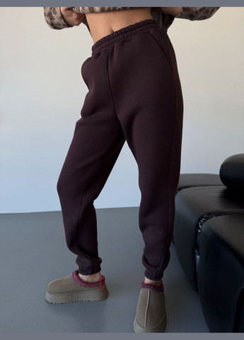 Тёплый повседневный леопардовый шоколадный костюм свободного кроя, стильный и удобный для комфортного времяпровождения No Brand 411-1 (322055828)