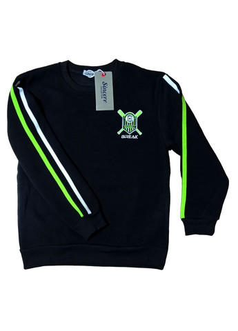Sincere теплый свитшот для мальчика полоска черный спортивный, повседневный