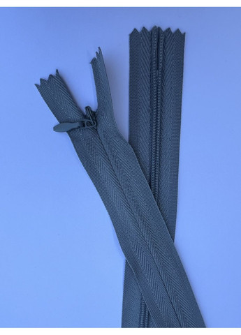 Сіра бавовняна котонова міцна нероз'ємна спіральна вшивна потайна змійка-блискавка на хб основі з бігунком 50 см тип 3 No Brand (350882190)