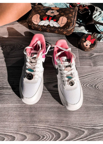 Рожеві Осінні кросівки чоловічі nike air force 1 white pink black найк аір форс 1 преміум No Brand