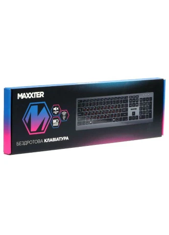 Клавіатура KBW-01G-UA з акумулятором, безшумна Maxxter (391544359)