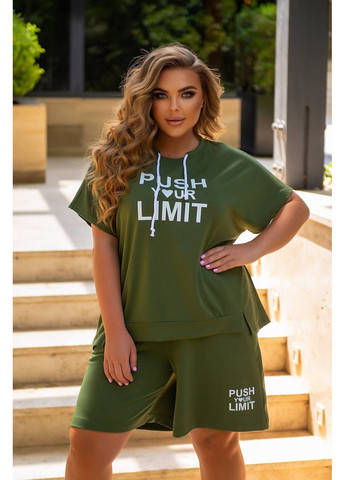 Жіночий прогулянковий костюм футболка та шорти м'ятного кольору New Trend (304645903)