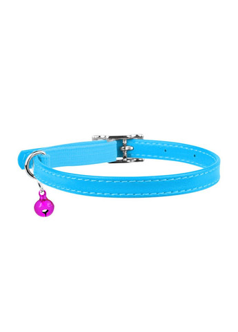 Нашийник для котів шкіряний Glamour без прикрас Ш 9 мм Д 22-30 см Блакитний WAUDOG (279561548)