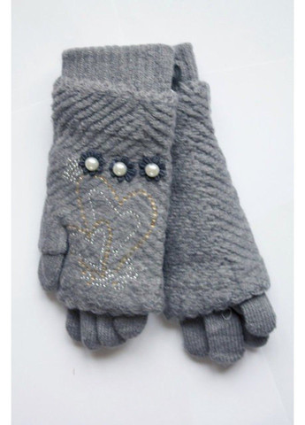 Сірі в'язані жіночі рукавички-мітенки Shust Gloves (362623986)