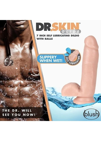 Фалоімітатор самозмащувальний Dr. Skin Glide на присосці, бежевий Blush (376098674)