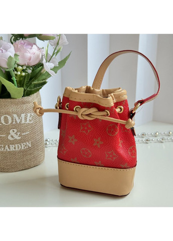 Міні-сумочка брелок у вигляді відерця з ручкою, червона з принтом B&S (368827085)