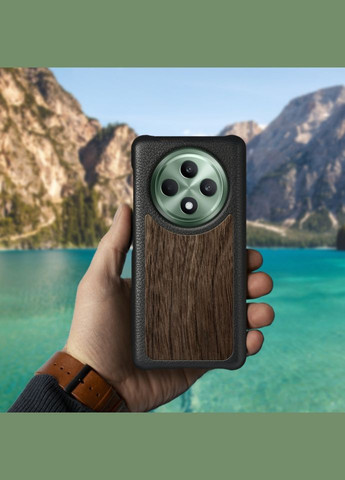 Шкіряна накладка WoodBacker Cover для OPPO Reno12 F 4G Чорний (78306) Stenk (316651268)