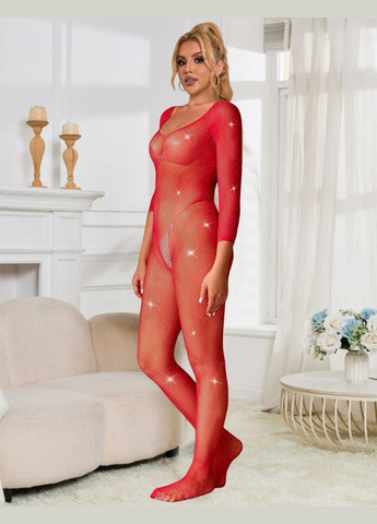 Комбинезон сетка со стразами и открытым доступом, красный, XS-M Star Night (334709805)