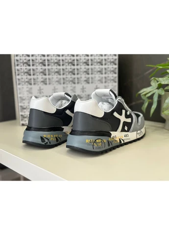 Білі кросівки чоловічі premiata mick black grey white преміата білі демісезон No Brand