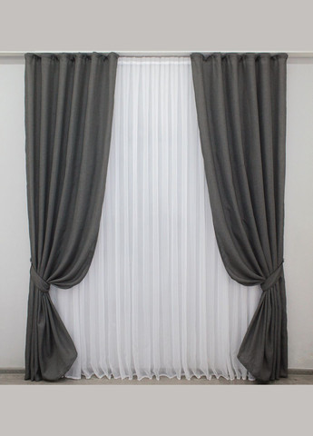 Комплект готовых штор Лен Лён Мешковина № 1140ш 150х280 см 2 шт (30-961) VR-Textil (298122805)