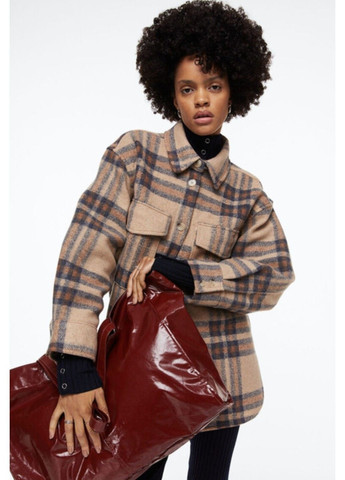 Женская верхняя рубашка оверсайз Н&М (58638) ХS Бежева H&M (365696382)