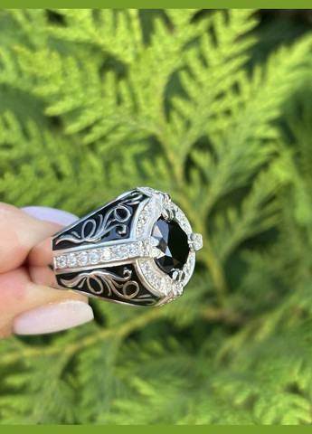 Печатка срібна з емаллю та цирконієм 60017р, розмір No Brand (335056288)