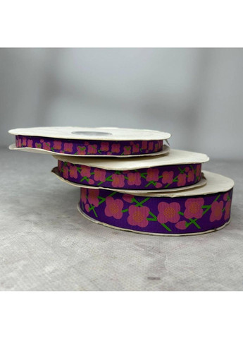 1,5 см Стрічка репсова з принтом на відріз - #742/3 фіолетовий Plus-plus (353393192)