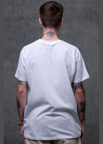 Белая мужская оверсайз футболка с принтом 1702 white Without