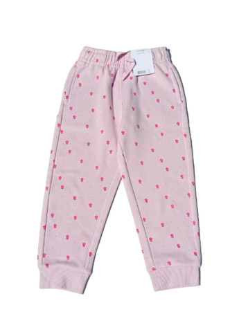 Спортивний костюм (толстовка+штани) утеплений флісом, рожевий з квітковим принтом, 98-104 см George (300095972)