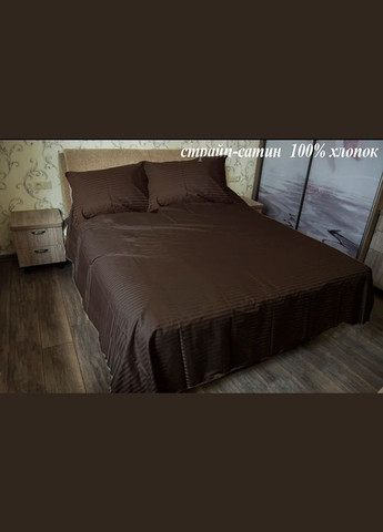 Комплект постільної білизни із бавовни Полуторний 145х215 см Страйп Сатин Бузковий No Brand (321965842)