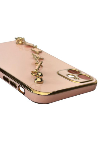 Чехол для телефона iPhone 11 женский с ремешком и украшениями и золотой окантовкой на айфон 11 пудровый gs1 Apple (366230634)